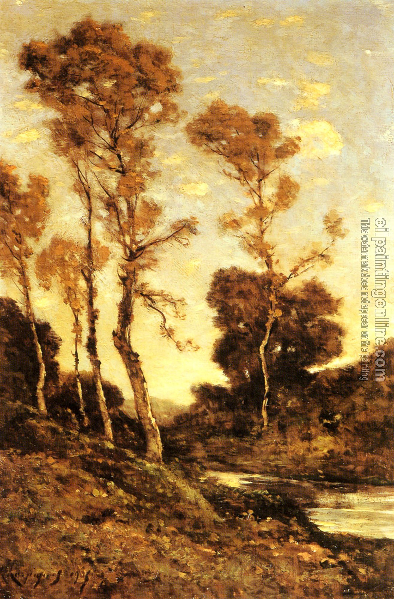 Henri-Joseph Harpignies - Autumnal River Landscape